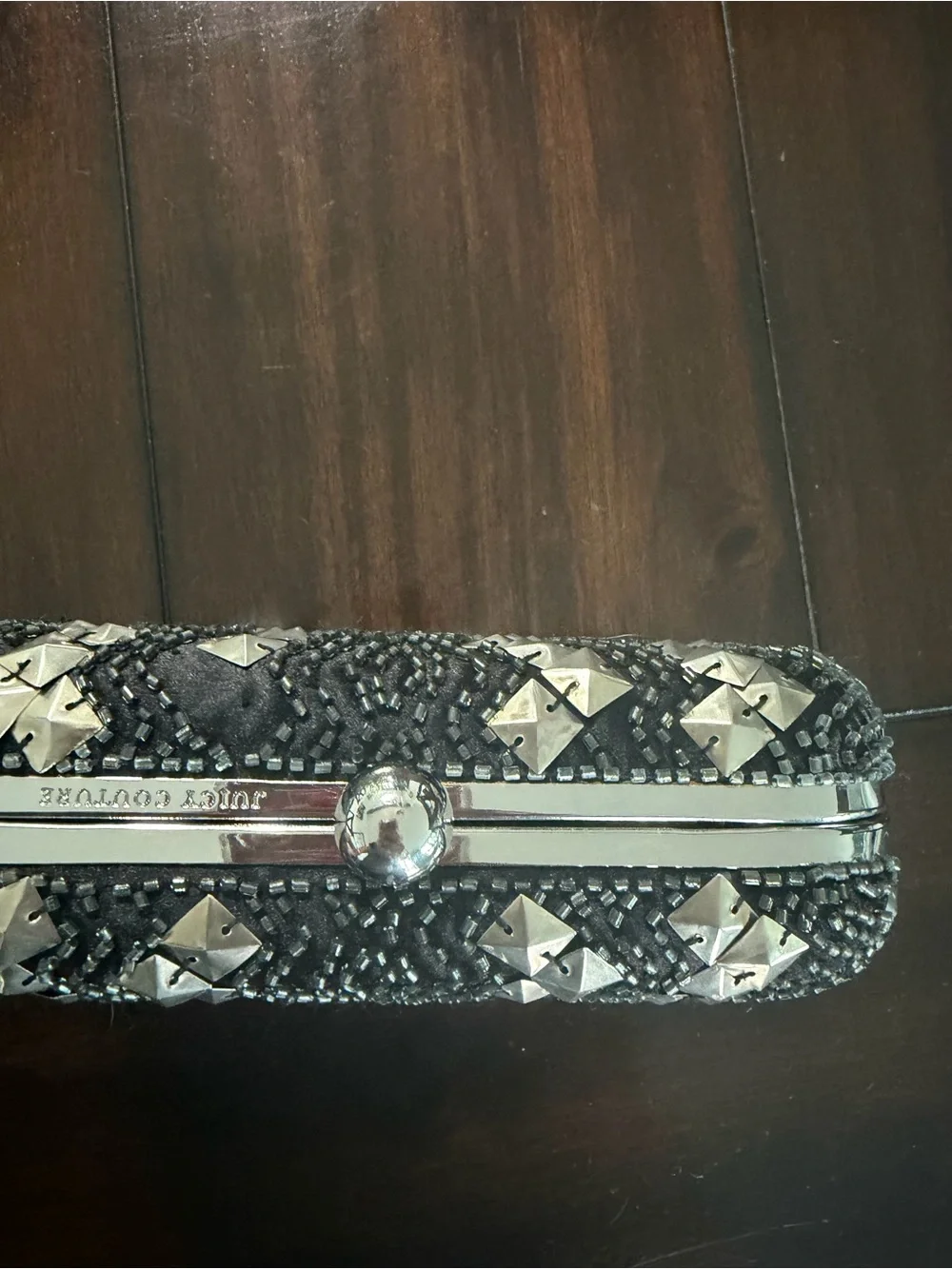 Juicy Couture Black and Silver Studded Evening Clutch